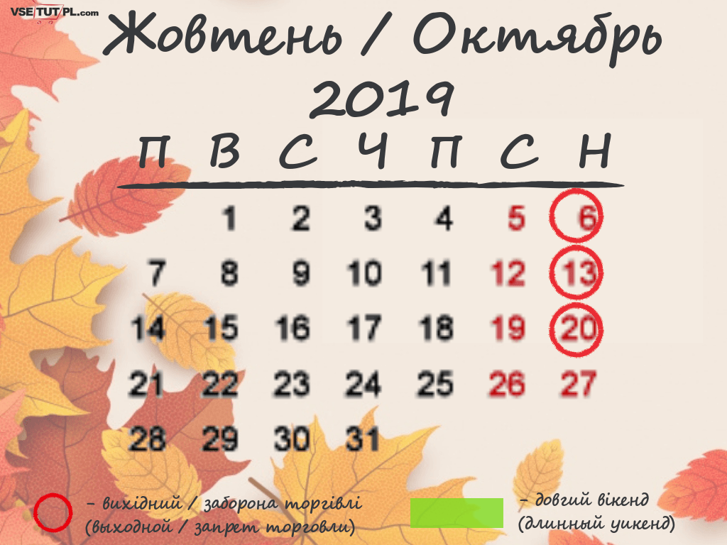 выходные дни в январе 2019 в Польше