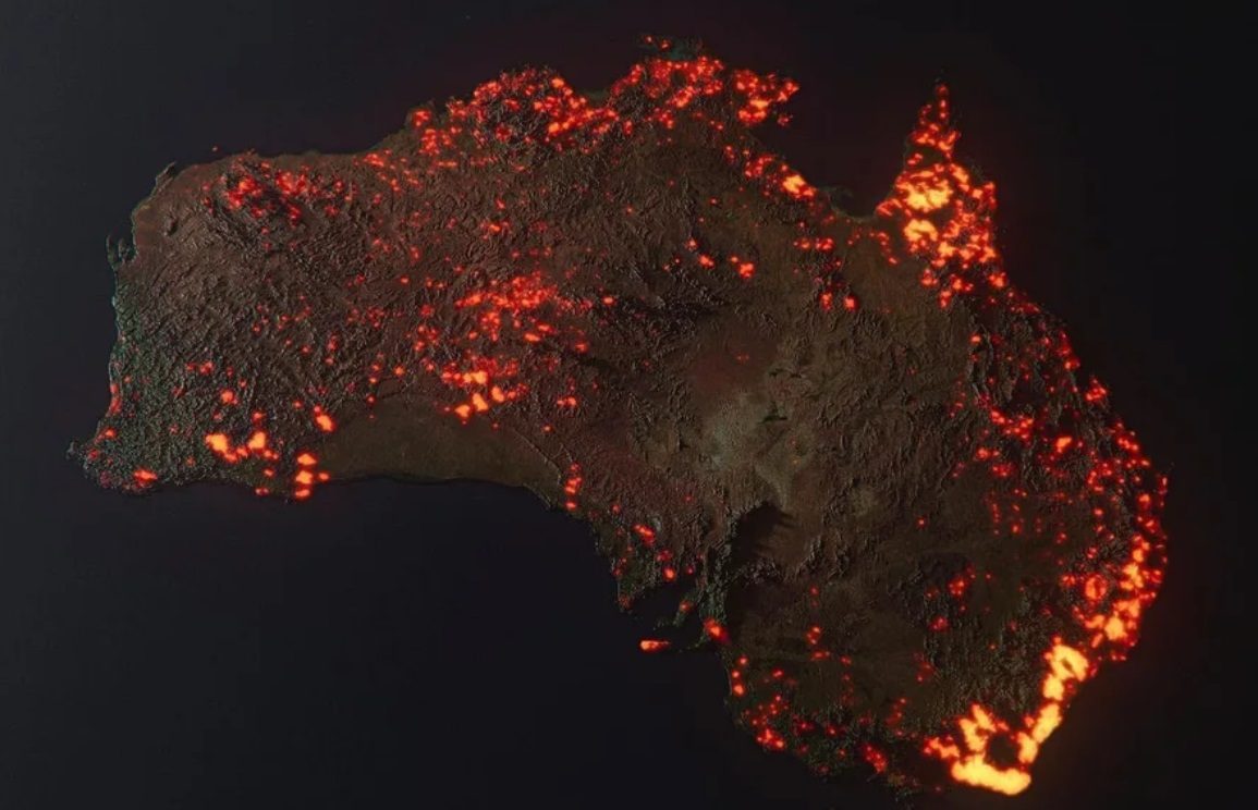 Пожары в Австралии 2020 из космоса